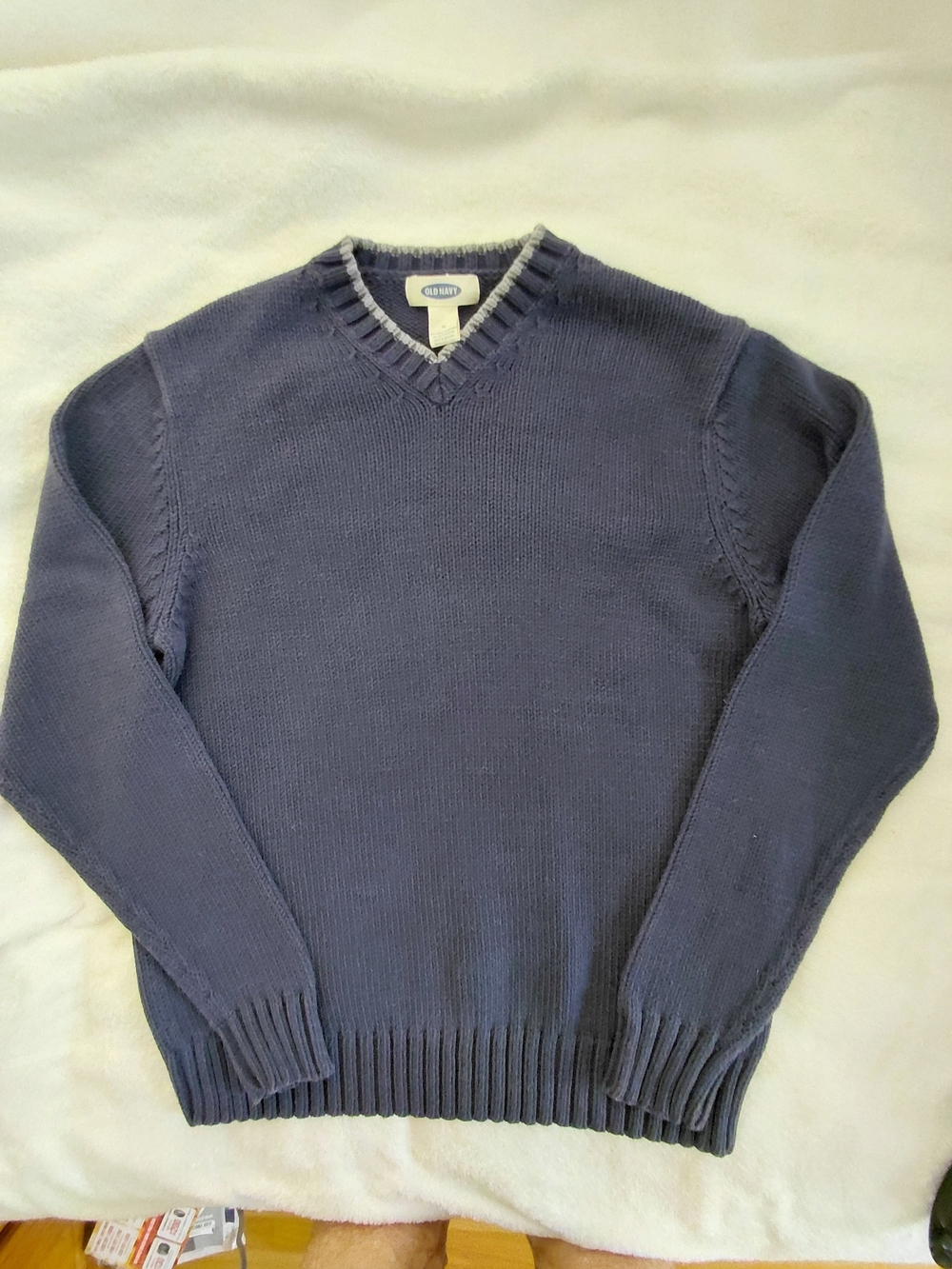Vintage Old Navy Men's V-Neck Sweater - Slate Blue